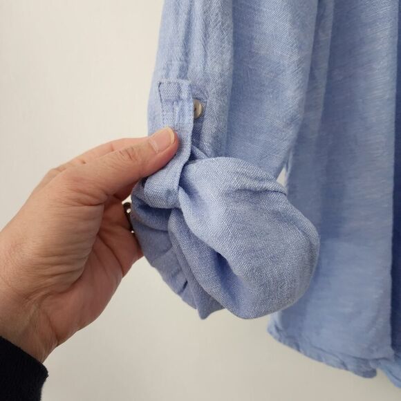 Orvis Classic Collection Linen Blend blue‎ long sleeve shirt mens size XXL - Picture 3 of 7